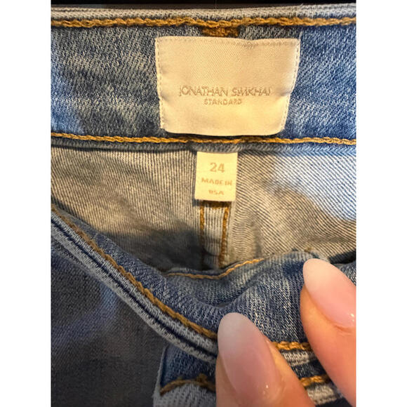 Jonathan Simkhai River Straight Leg Jeans Light Wash Frayed Hem Size 24 - Picture 5 of 6